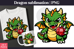 Cute Dragon D20 DnD Fantasy Sublimation Dragon Sublimation Product Image 1
