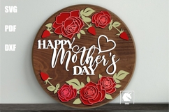Happy Mother's Day Floral Sign SVG | Rose For Mom Laser Sign Product Image 1