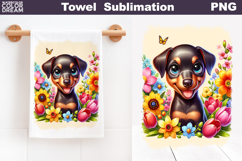 Doberman Floral Towel | Dog Kitchen Towel Product Image 1
