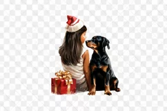 Christmas Dog And Little Girl Clipart Product Image 3