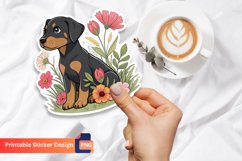 Doberman Puppy Flowers Sticker Product Image 1