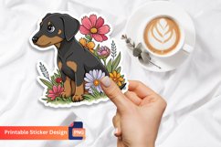 Doberman Puppy Flowers Sticker Product Image 1