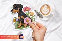 Doberman Puppy Flowers Sticker Product Image 1