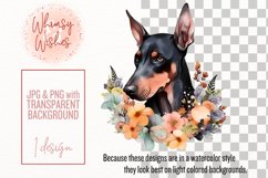 Floral Doberman Pinscher Portrait Watercolor Illustration Product Image 2