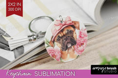 Dog Flowers Keychain PNG Cute Farm Keychain Sublimation Product Image 1