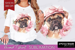 Dog Flowers Round Tshirt Background Cute Farm PNG Product Image 1