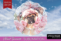 Dog Flowers Wind Spinner Sublimation PNG Cute Farm Round Product Image 1