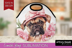 Dog Flowers Lunch Bag Cute Farm Lunch Bug PNG Sublimation Product Image 1