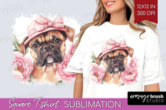 Dog Flowers Square Tshirt Background Cute Farm PNG Product Image 1