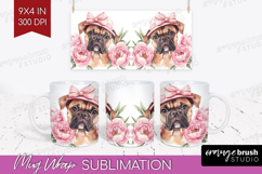 Dog Flowers Mug Wrap Cute Farm Mug PNG Sublimation Product Image 1