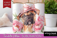 Dog Flowers Tumbler Wrap Cute Farm Tumbler PNG Sublimation Product Image 1