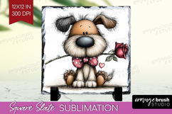 Dog Valentine Slate PNG Whimsical Animal Square Slate Product Image 1