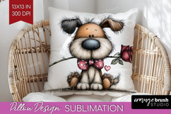 Dog Valentine Pillow Sublimation Whimsical Animal Pillow Product Image 1