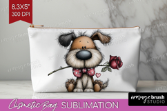 Dog Valentine Cosmetic Bag Whimsical Animal Makeup Bag PNG Product Image 1