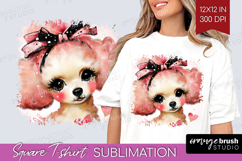 Dog Valentine Square Tshirt Background Cute Valentines Day Product Image 1