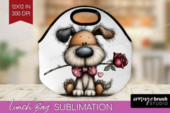 Dog Valentine Lunch Bag Whimsical Animal Lunch Bug PNG Product Image 1