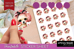 Dog Valentine Round Sticker Cute Valentines Day Printable Product Image 1