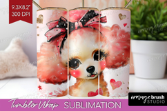 Dog Valentine Tumbler Wrap Cute Valentines Day Tumbler PNG Product Image 1