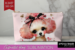 Dog Valentine Cosmetic Bag Cute Valentines Day Makeup Bag Product Image 1