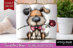 Dog Valentine Tumbler Wrap Whimsical Animal Tumbler PNG Product Image 1
