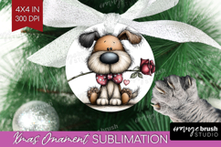 Dog Valentine Ornament PNG Whimsical Animal PNG Sublimation Product Image 1