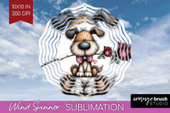Dog Valentine Wind Spinner Sublimation PNG Whimsical Animal Product Image 1