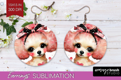 Dog Valentine Round Earrings Cute Valentines Day PNG Product Image 1