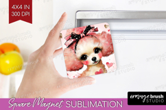 Dog Valentine Magnet Sublimation Cute Valentines Day Square Product Image 1
