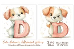Cute Dog, Puppy Animal Alphabet Letters, ABC Printable card Product Image 1