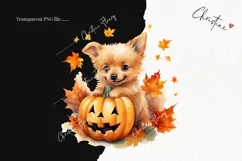 Watercolor Fall Dog Clipart | Watercolor Fall PNG Product Image 2