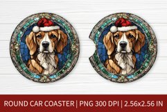 Round Car Coaster Sublimation Design | Stained Glass Dog Product Image 1