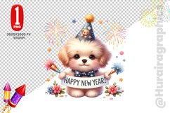 Happy New Year Clipart - Dog PNG File Product Image 1
