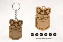 Cute Animal Pocket Keychain Laser Cut SVG - Dog Product Image 1