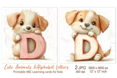 Cute Dog, Puppy Animal Alphabet Letters, ABC Printable card Product Image 1