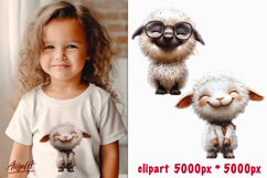 Funny animal clipart, cute sheep clipart PNG Product Image 1