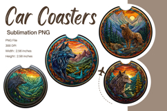 Wolf Car Coasters Stained Glass Car Accessories Keychain Product Image 1