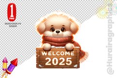 Happy New Year Clipart - Dog PNG File Product Image 1