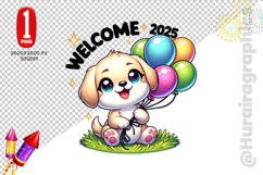 Happy New Year Clipart - Dog PNG File Product Image 1