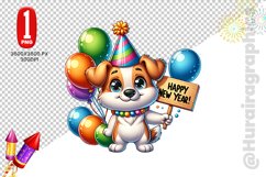 Happy New Year Clipart - Dog PNG File Product Image 1