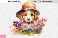 Spring Dog Printable |Summer Watercolor Puppy Sublimation Product Image 1