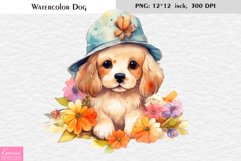 Spring Dog Printable |Summer Watercolor Puppy Sublimation Product Image 1