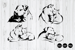 Dog and Cat Cuddling SVG, Pet Lover SVG Product Image 1