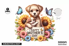 Dog and Puppy Happy Mothers Day Sublimation Clipart PNG