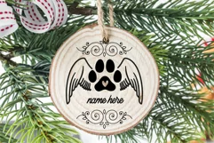 Dog Angel Wings Memorial Ornament SVG Christmas Dog Paw 