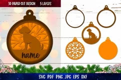 Dog Christmas Bauble SVG | 3D Dog Ornament Papercut SVG Product Image 1
