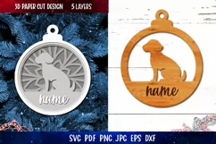 Dog Christmas Bauble SVG | 3D Dog Ornament Papercut SVG Product Image 3