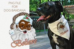 Pet Black Santa Dog Bandana Merry Christmas sublimation Product Image 2