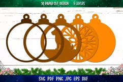 Dog Christmas Bauble SVG | 3D Dog Ornament Papercut SVG Product Image 2