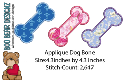 Applique Dog Bone Embroidery Design Product Image 1
