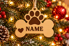 Dog Bone Ornament Laser Cut Wood File, Christmas SVG Product Image 1